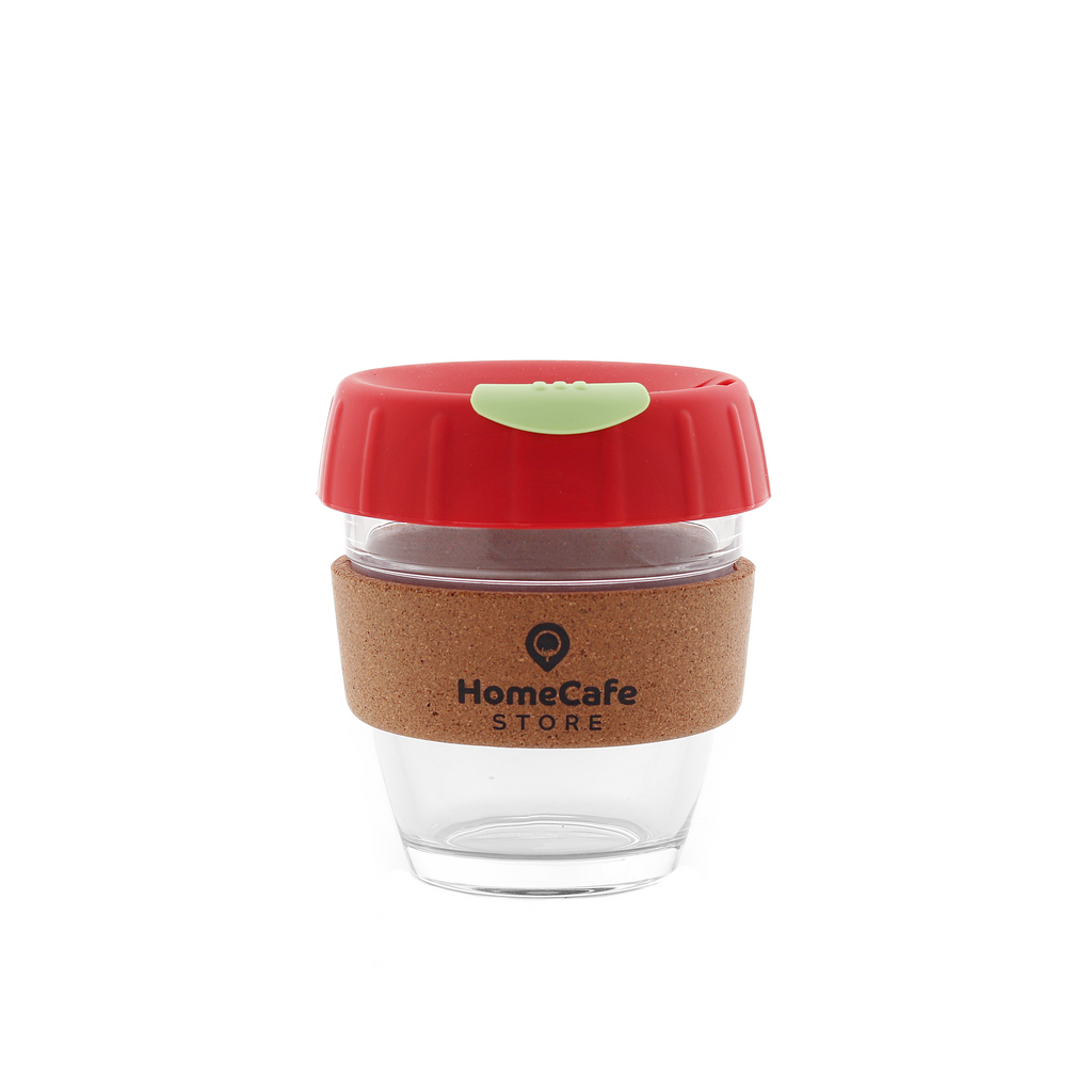 كوب زجاج بغطاء سيليكون