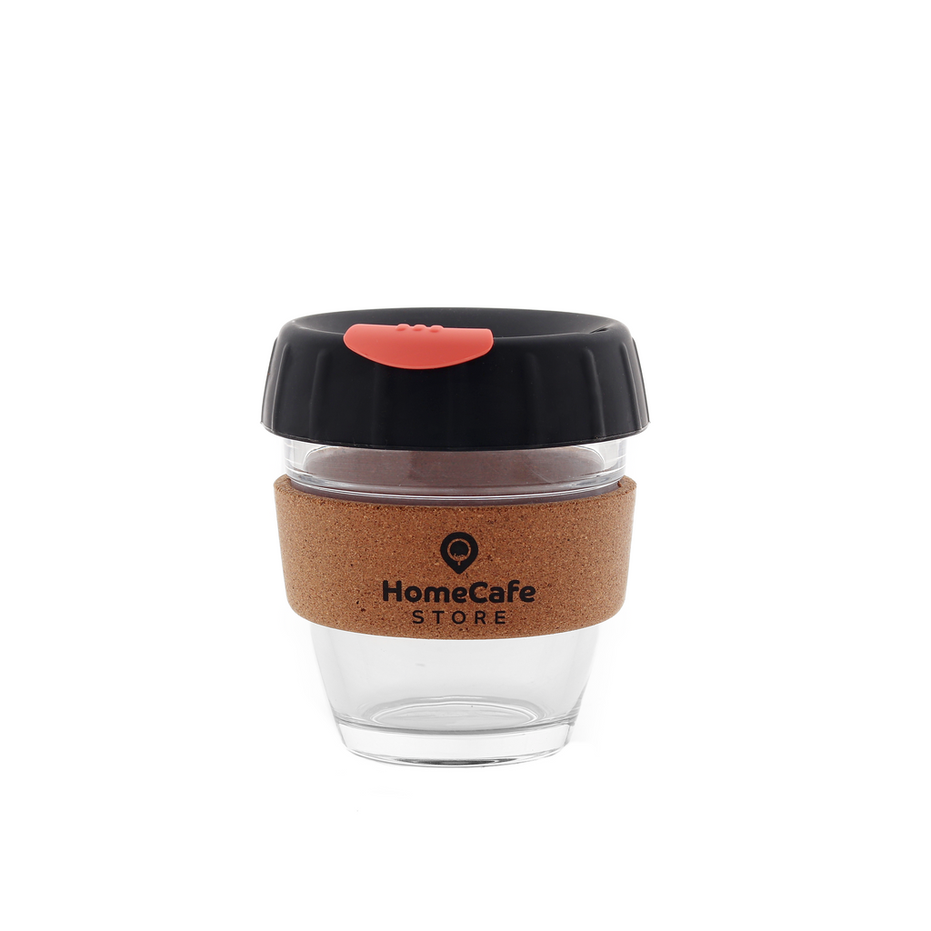 كوب زجاج بغطاء سيليكون